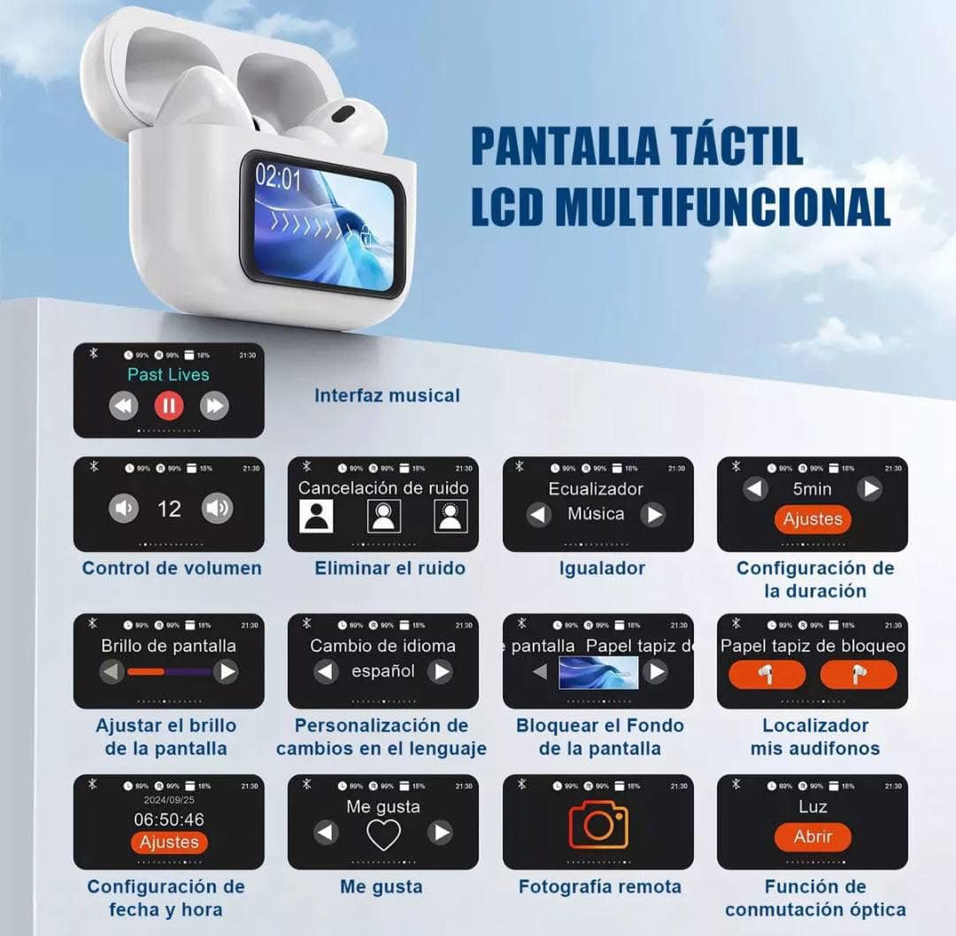 Airpods PRO con pantalla y Cancelación de Ruido